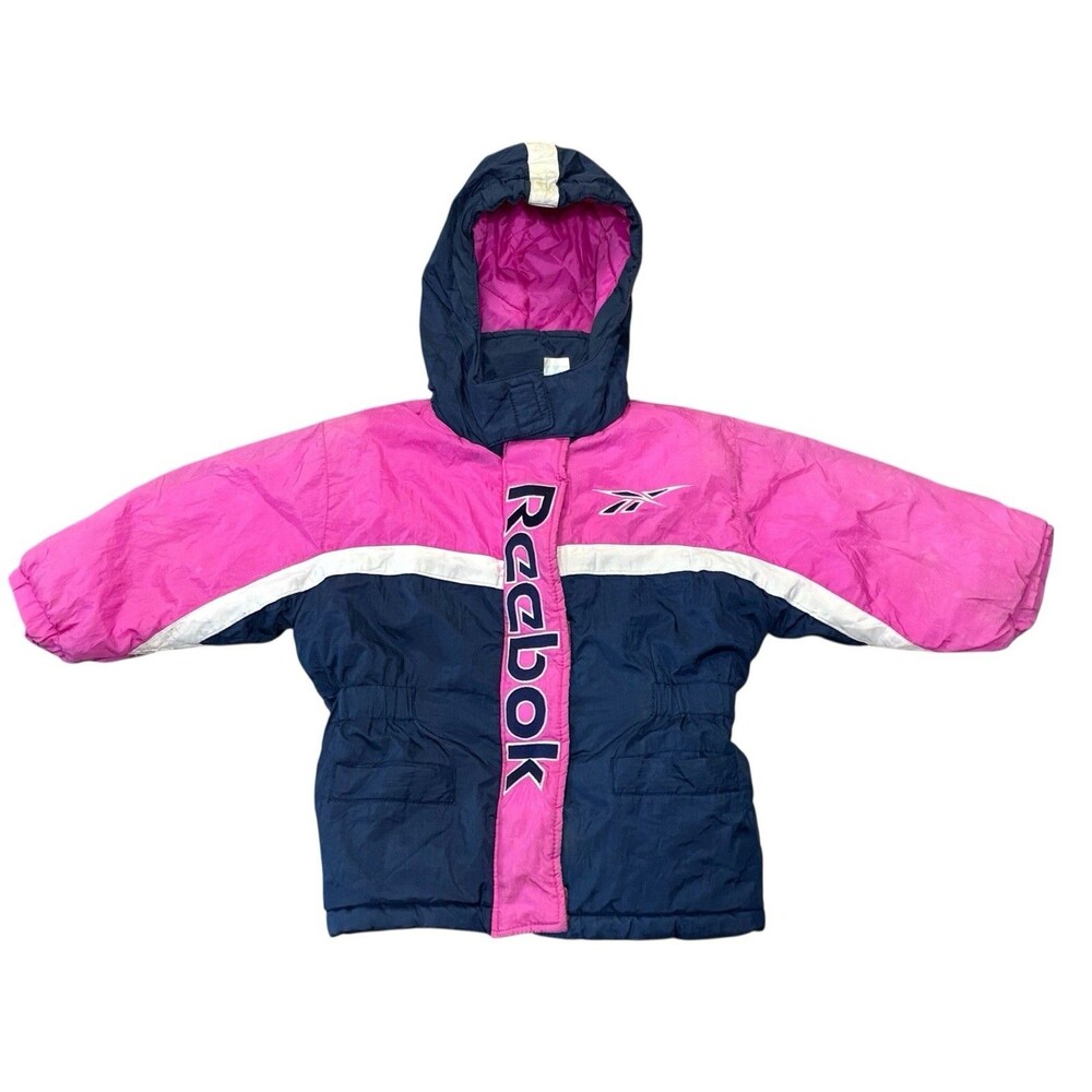 Reebok Girls Hot Pink And Blue Puffer Coat Jacket Size 3T Used